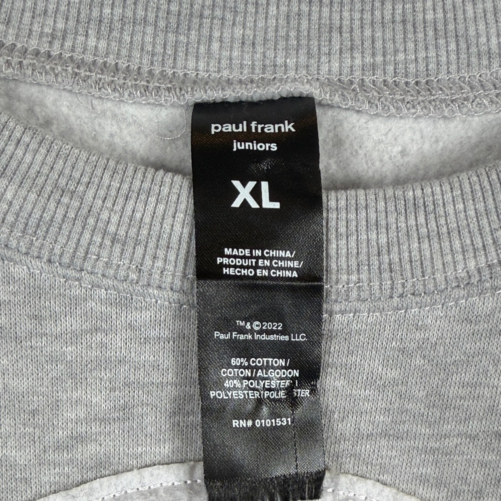 Paul Frank Retired Gray Crewneck Sweater Monkey Patch. Size XL. ptp 22.5 in - Picture 3 of 5